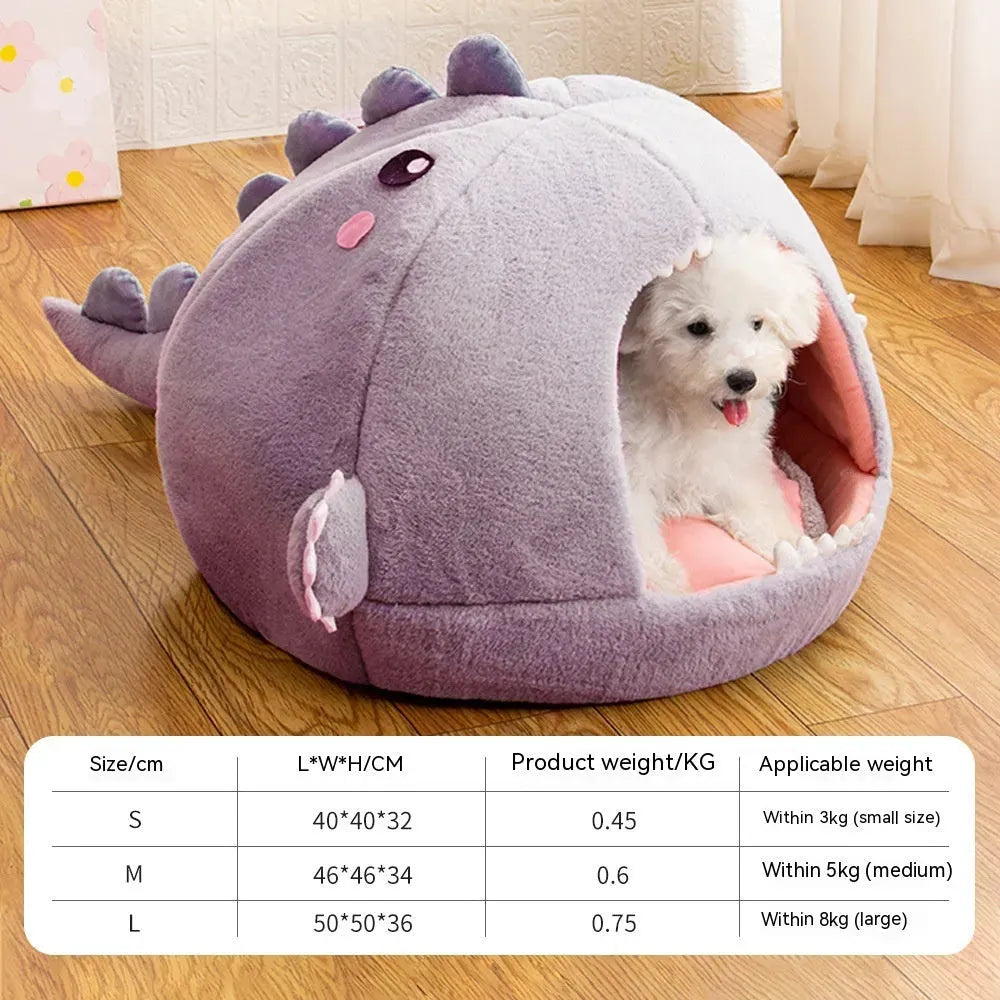 Dinosaur Pet Bed Cartoon Kennel Semi-closed - Bellarte Enchanté Dinosaur Pet Bed Cartoon Kennel Semi-closed
